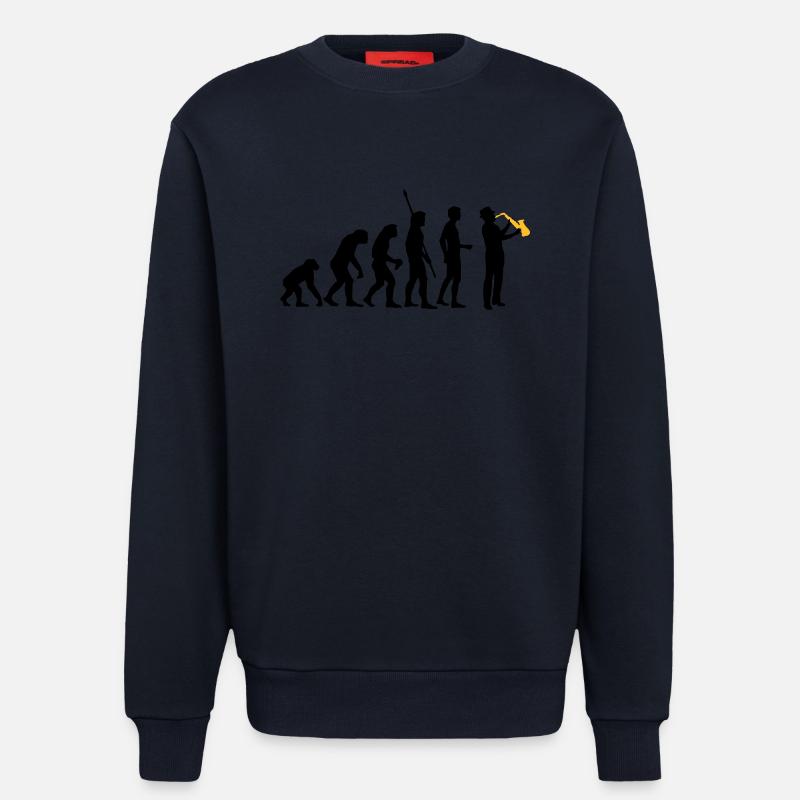 evolution_saxophon_a_2 - Sweatshirt - made by SPREAD  - DARK NAVY