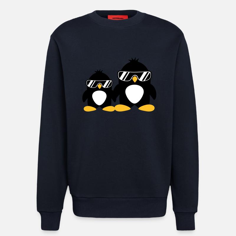 Cool Penguin Dad And Boy - Sweat bio décontracté fabriqué en UE - DARK NAVY