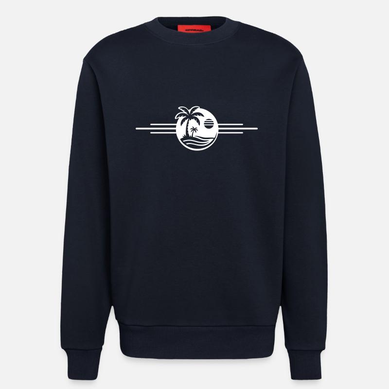Plage de Palm Trees - Sweat bio décontracté fabriqué en UE - DARK NAVY