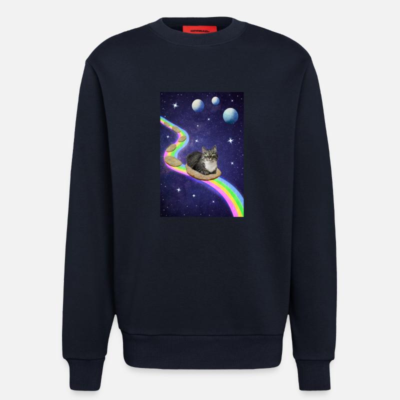 Mignon chat de l’espace - Sweat bio décontracté fabriqué en UE - DARK NAVY