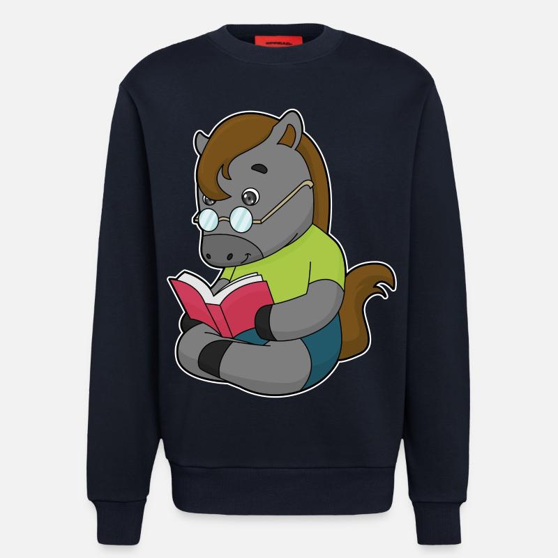 Pferd Nerd Buch Brille - Sweatshirt - made by SPREAD  - DARK NAVY