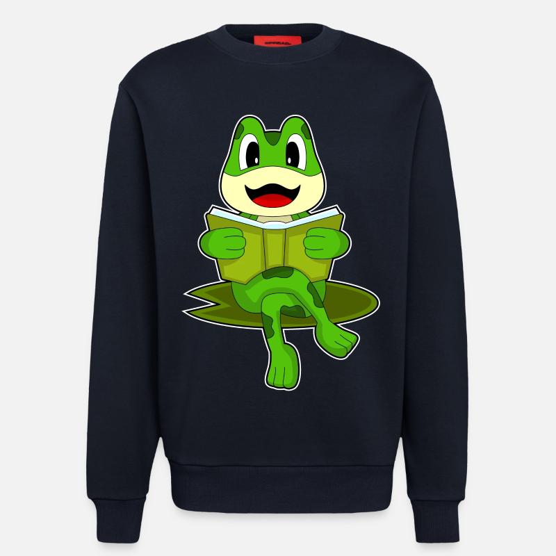 Frosch Nerd Buch - Sweatshirt - made by SPREAD - DARK NAVY