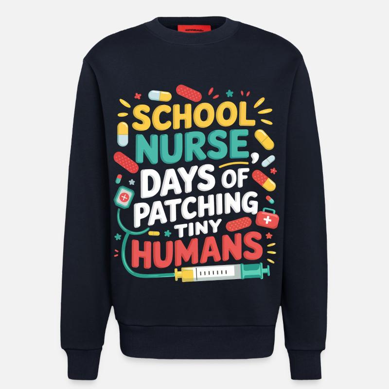 Minis patchwork d’infirmière scolaire - Sweat bio décontracté fabriqué en UE - DARK NAVY