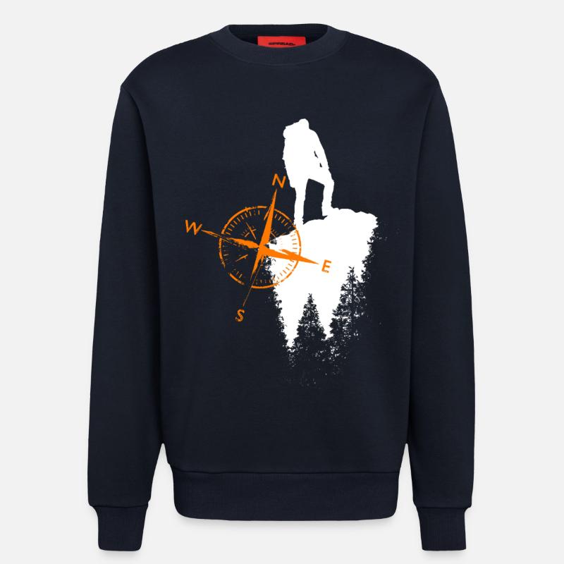 Motif de vagabond avec compa - Sweat bio décontracté fabriqué en UE - DARK NAVY