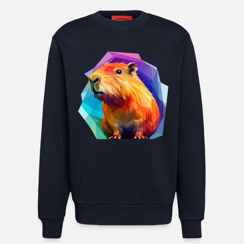 Capybara Low Polygon Design - Sweatshirt - made by SPREAD  - DARK NAVY