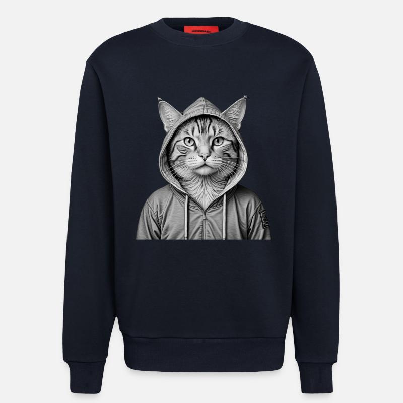 Coole Katze mit Kapuzenpullover - Sweatshirt - made by SPREAD  - DARK NAVY