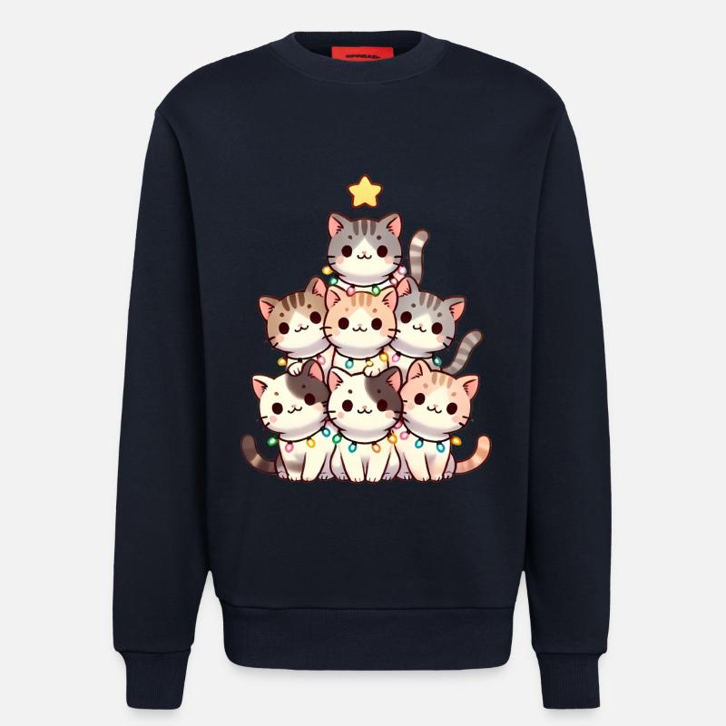 Weihnachtskratzbaum mit Lichtern - Sweatshirt - made by SPREAD  - DARK NAVY