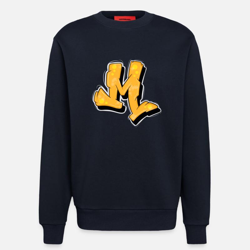 Yellow Graffiti Initials Logo. - Sweatshirt - made by SPREAD  - DARK NAVY