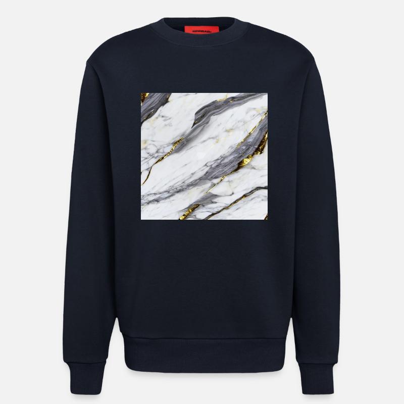 Marble White Gold Structure - Sweatshirt - made by SPREAD  - DARK NAVY