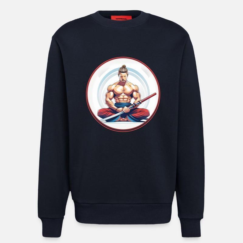 Meditierender Samurai mit Katana - Sweatshirt - made by SPREAD  - DARK NAVY