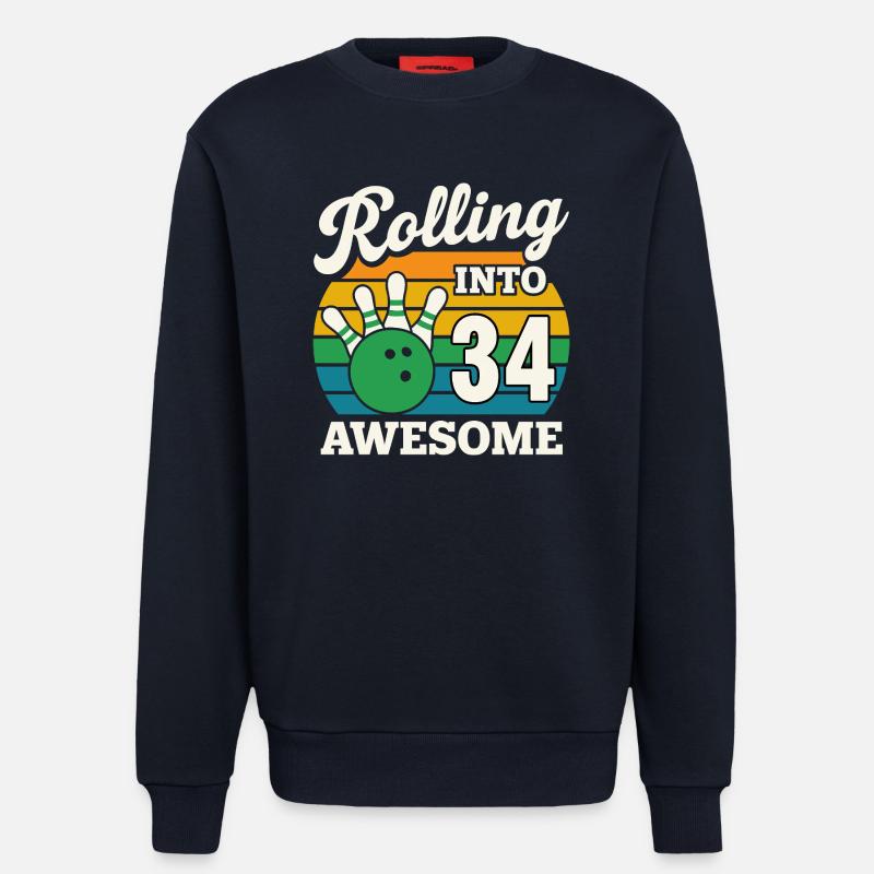 Bowling 34e anniversaire célébration graphique - Sweat bio décontracté fabriqué en UE - DARK NAVY