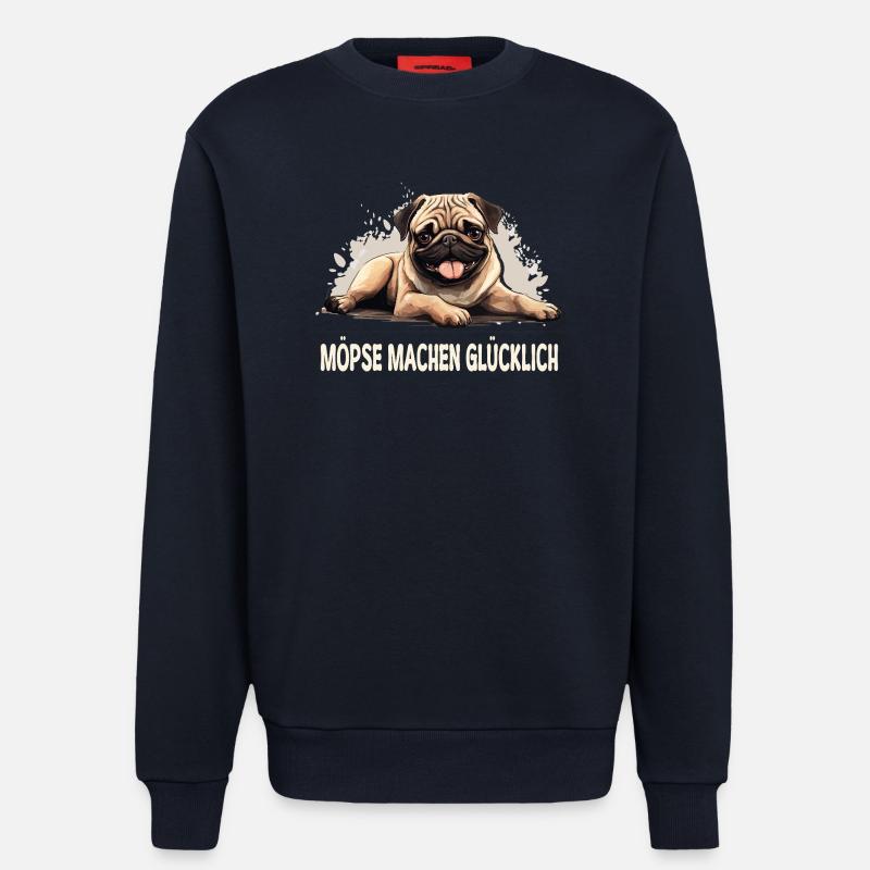 Glück ist… ein Mops im Leben! - Sweatshirt - made by SPREAD  - DARK NAVY