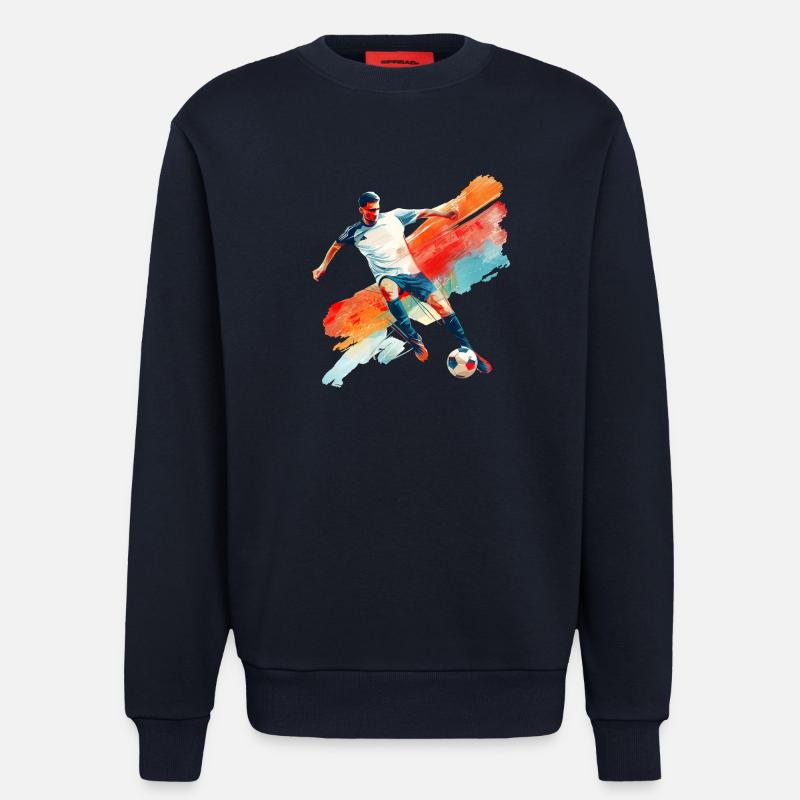Dynamic soccer player in motion - Sweatshirt - made by SPREAD  - DARK NAVY