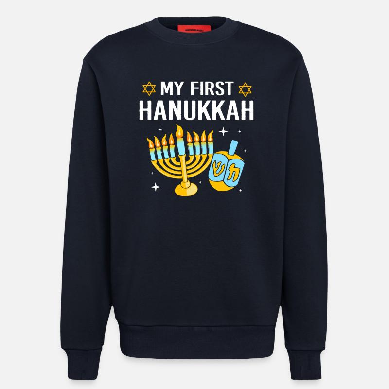 Hanoukka Hanoukka Hanoukka - Sweat bio décontracté fabriqué en UE - DARK NAVY