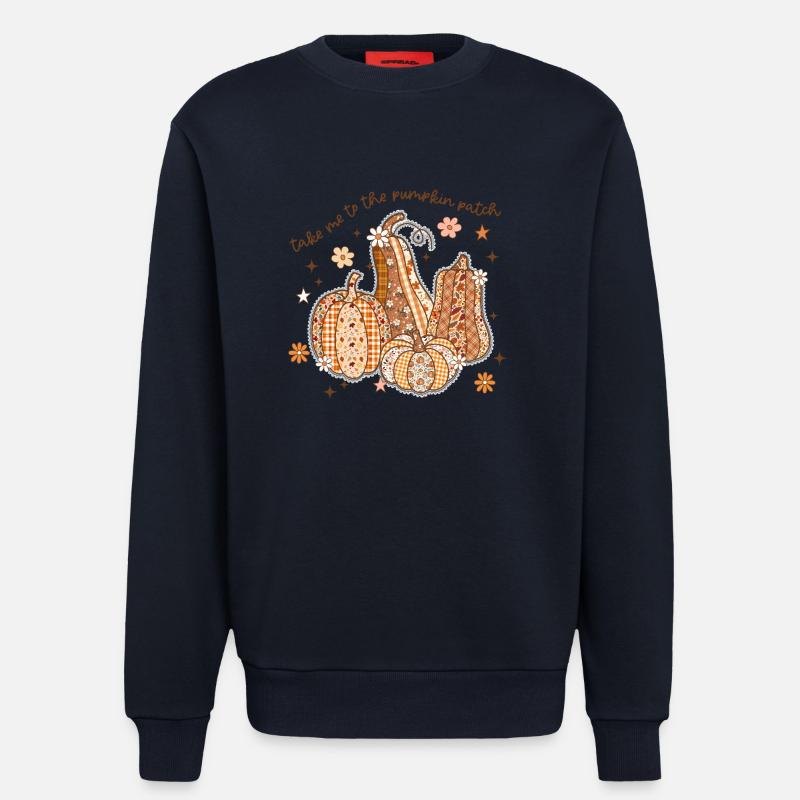 Patchwork Pumpkin Patch - Sweatshirt - made by SPREAD  - DARK NAVY