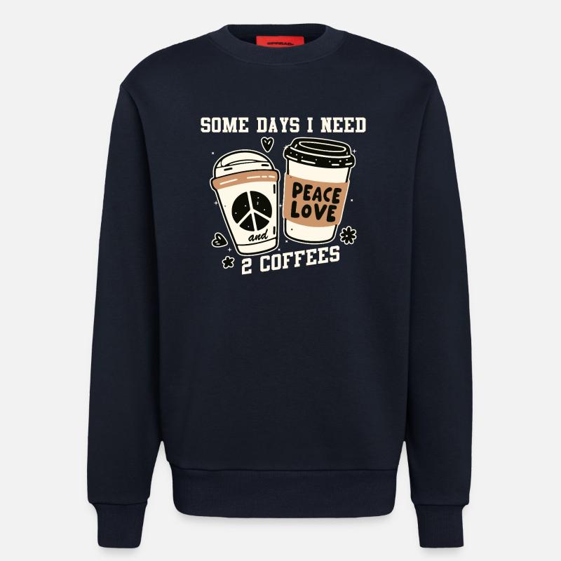 Peace and Coffee: Two Coffees - Sweatshirt - made by SPREAD  - DARK NAVY