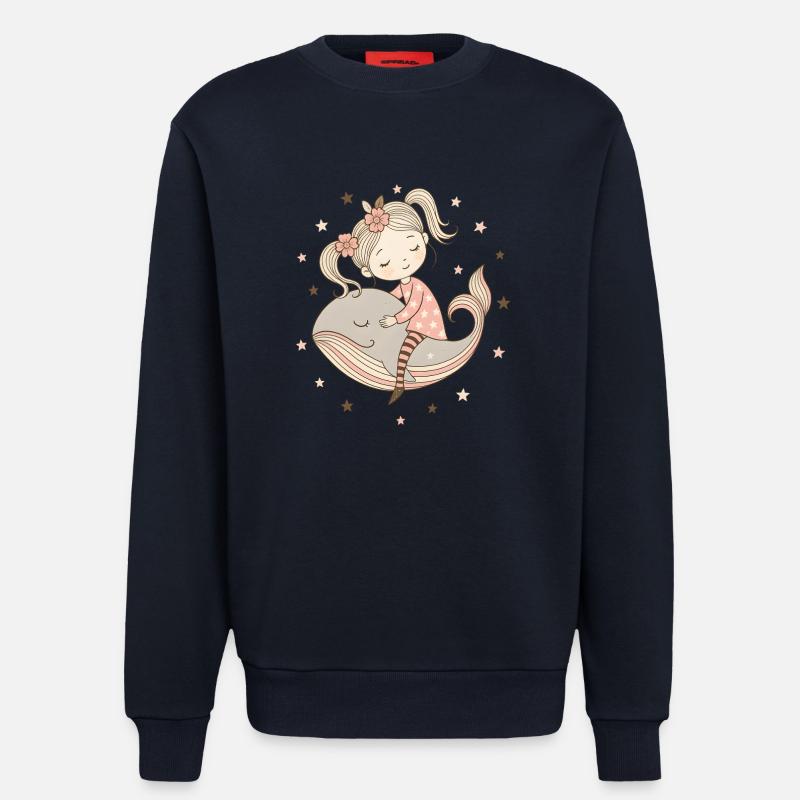Traumhaftes Mädchen reitet auf Wal - Sweatshirt - made by SPREAD  - DARK NAVY