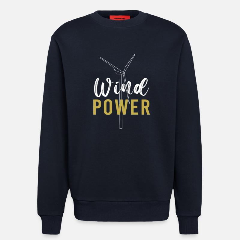 Éolienne, énergie éolienne, énergie éolienne - Sweat bio décontracté fabriqué en UE - DARK NAVY