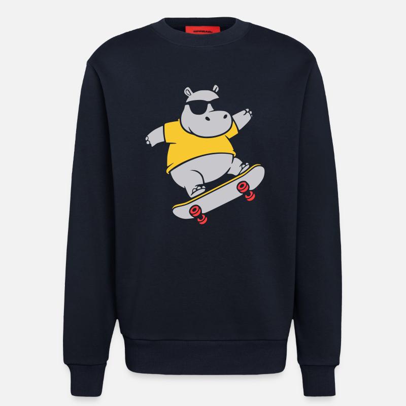 Cooles Nilpferd Skater Skateboard Vektor - Sweatshirt - made by SPREAD  - DARK NAVY