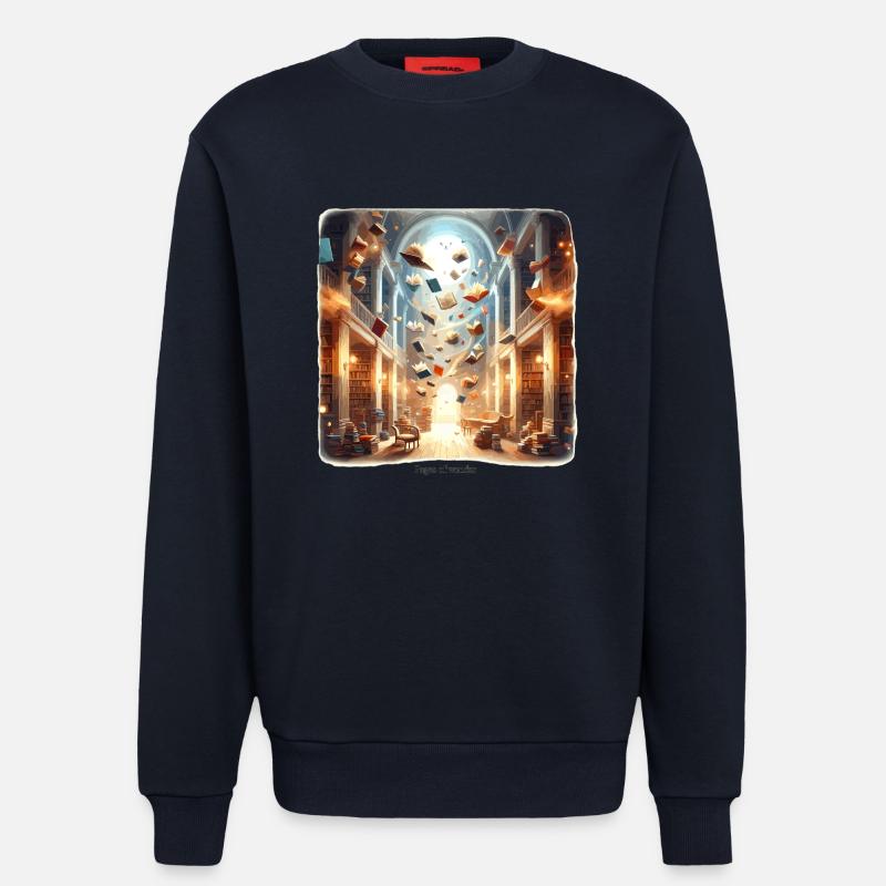 Library Magic: Flying Books - Sweatshirt - made by SPREAD - DARK NAVY