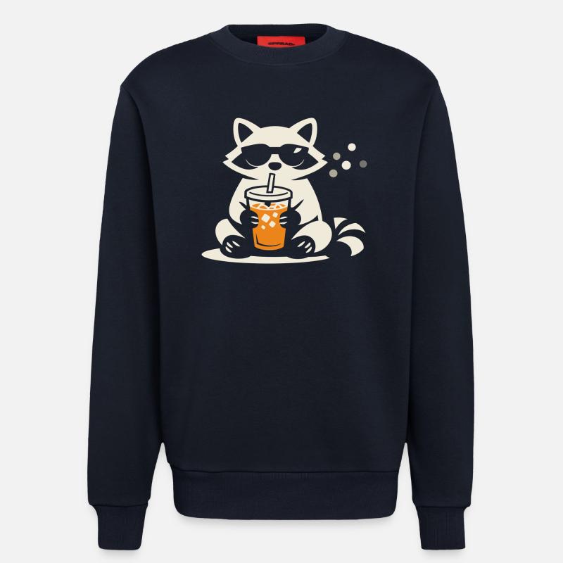 Waschbär Eiskaffee Lustig Geschenk Sommer - Sweatshirt - made by SPREAD - DARK NAVY