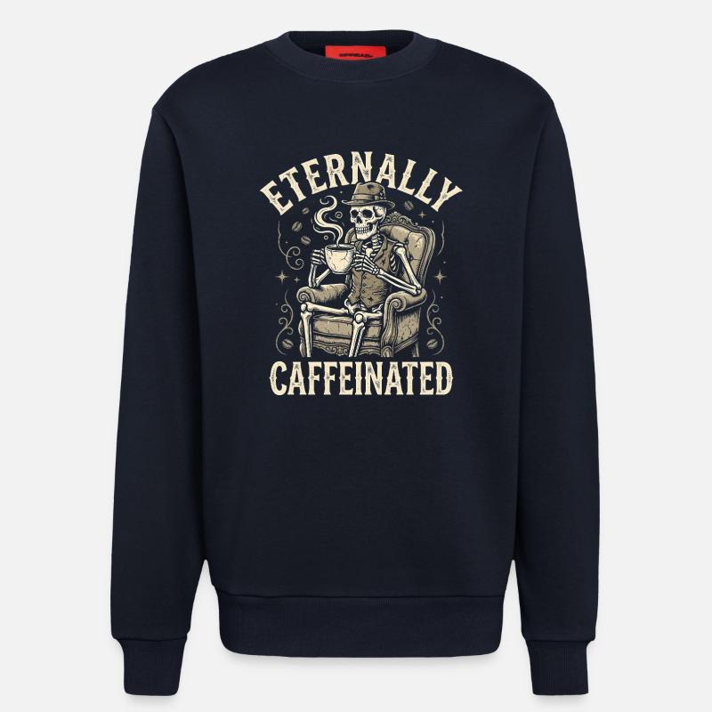 Eternally Caffeinated - Retro Coffee Skeleton - Sweatshirt - made by SPREAD - DARK NAVY