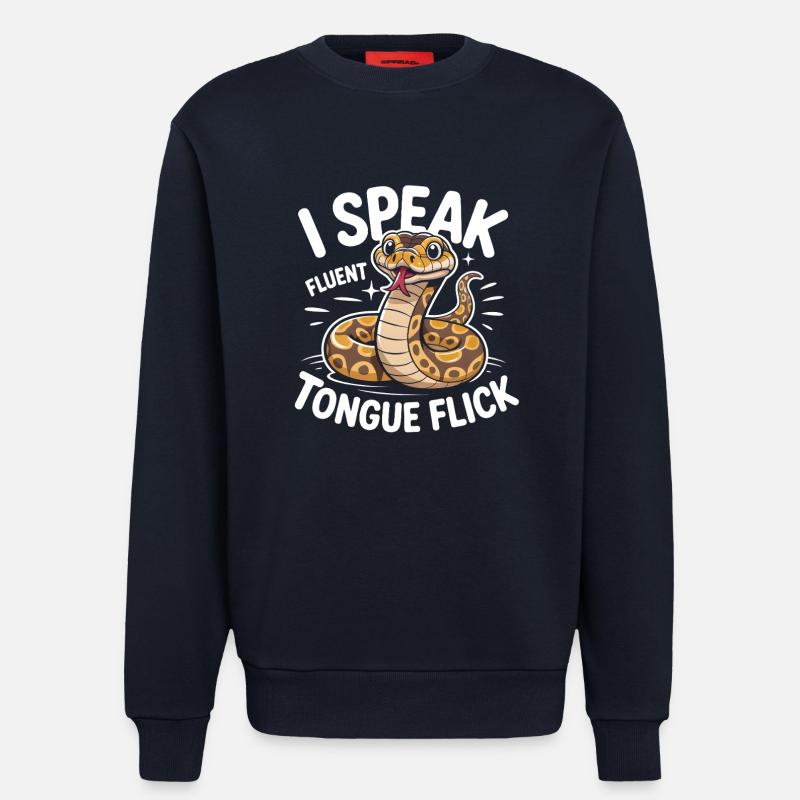 Langue Fluide | Humour du Python Roi - Sweat bio décontracté fabriqué en UE - DARK NAVY