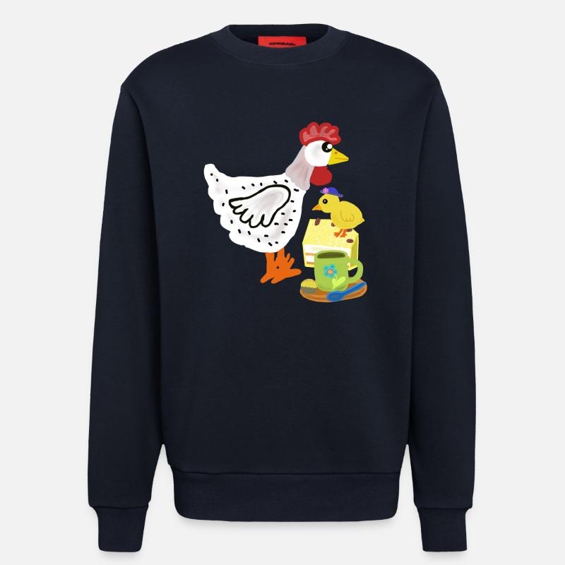 Breakfast Chicken Cake Chick Duo - Sweatshirt - made by SPREAD  - DARK NAVY