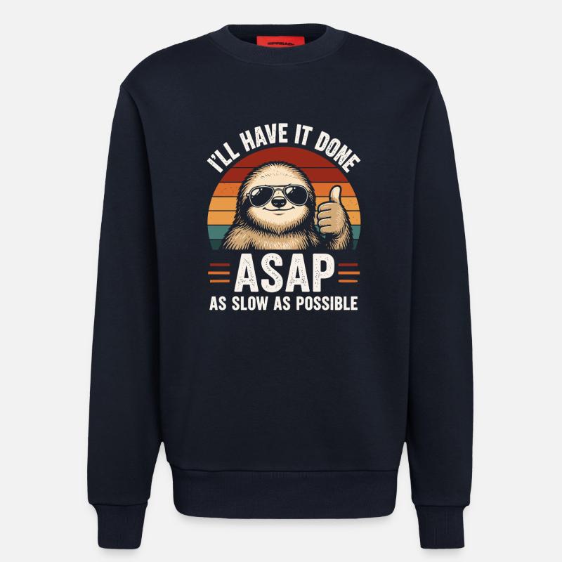 Slow As Possible Sloth Retro - Sweatshirt - made by SPREAD  - DARK NAVY