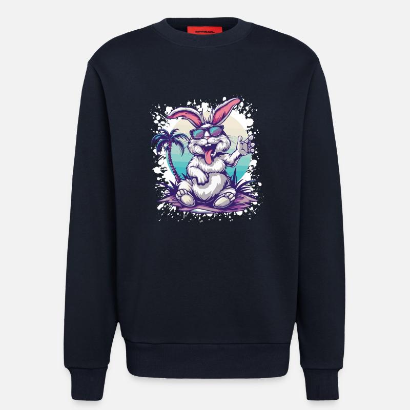 Rabbit Island Palm Tree - Sweatshirt - made by SPREAD  - DARK NAVY