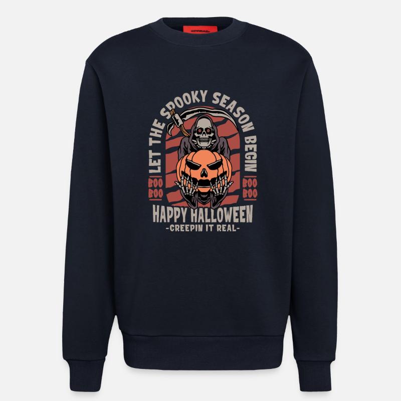 Faucheuse d’Halloween avec citrouille - Sweat bio décontracté fabriqué en UE - DARK NAVY