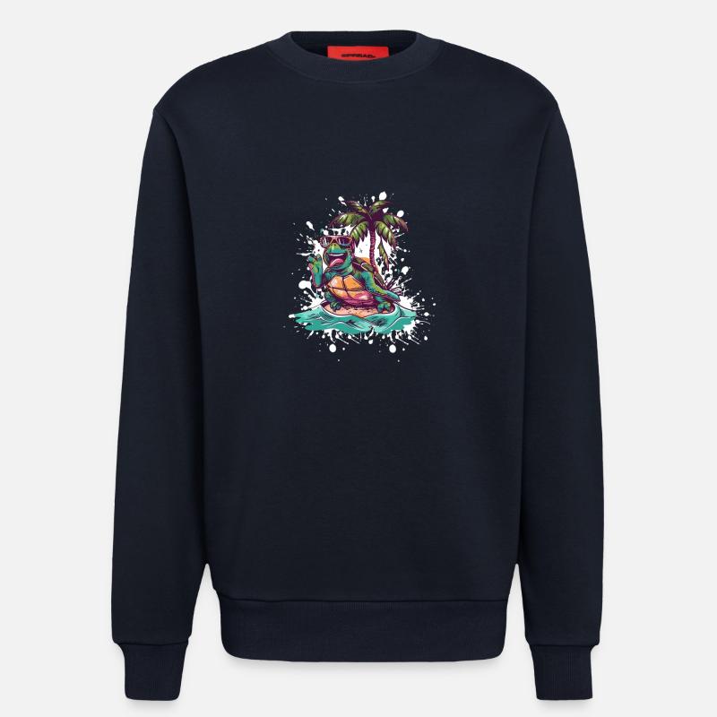 Turtle Island Palm Tree - Sweatshirt - made by SPREAD  - DARK NAVY