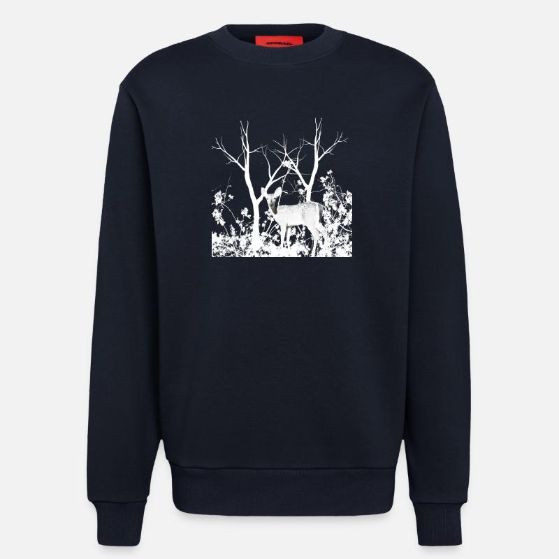 Biche Gracieuse Forêt Sauvage - Sweat bio décontracté fabriqué en UE - DARK NAVY