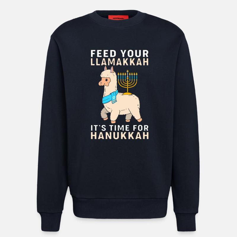 Hanoukka Hanoukka Hanoukka Lama - Sweat bio décontracté fabriqué en UE - DARK NAVY