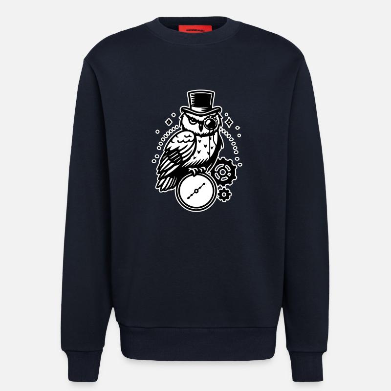 Steampunk Eule und Uhr Design - Sweatshirt - made by SPREAD - DARK NAVY
