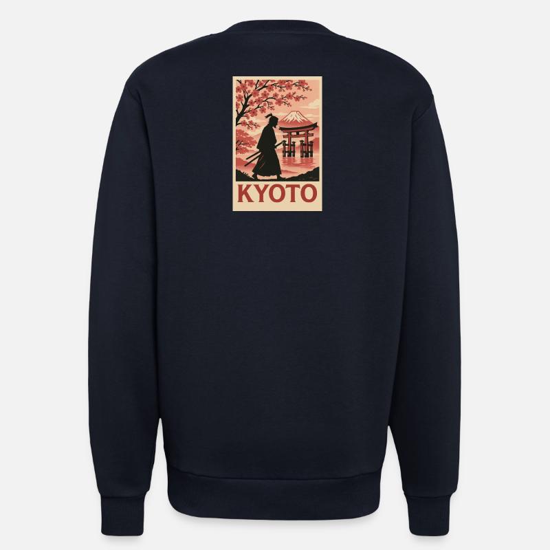 Kyoto Samurai und Kirschblüten Silhouette - Sweatshirt - made by SPREAD  - DARK NAVY