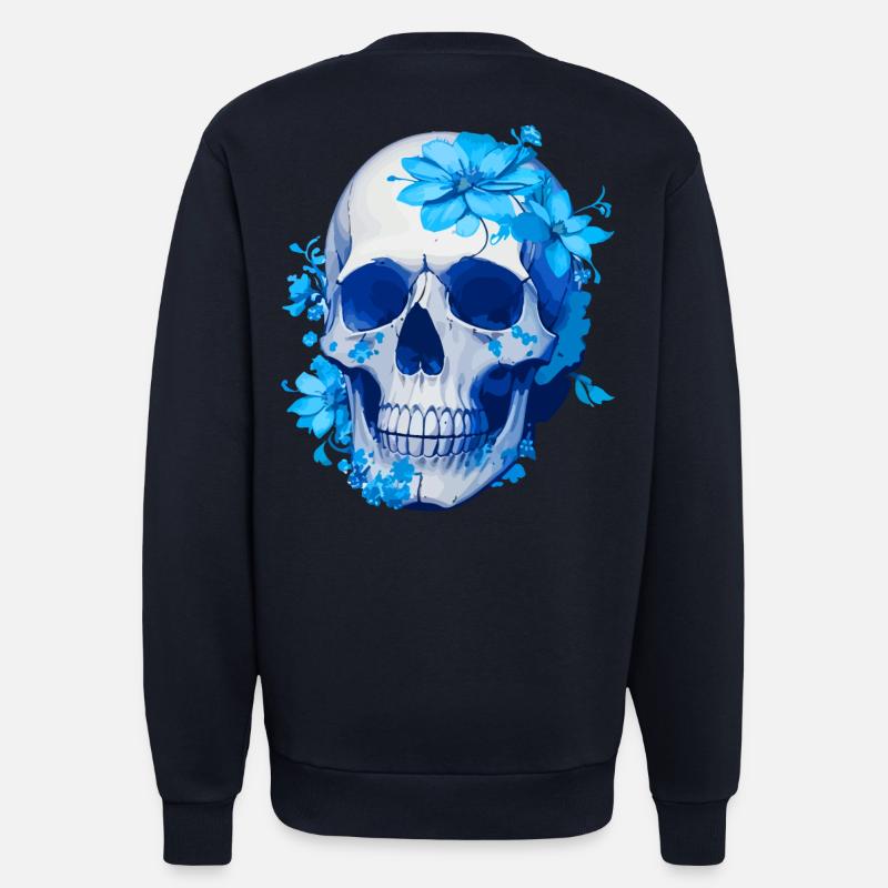 Intense Blue Floral Skull - Sweatshirt - made by SPREAD  - DARK NAVY