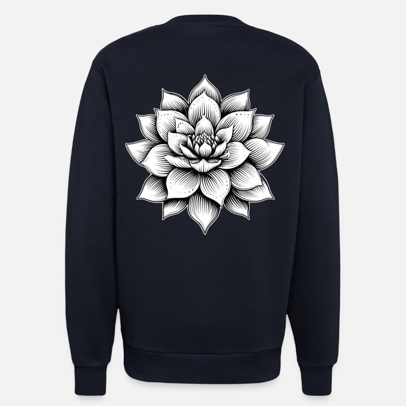 Fleur de lotus - Sweat bio décontracté fabriqué en UE - DARK NAVY
