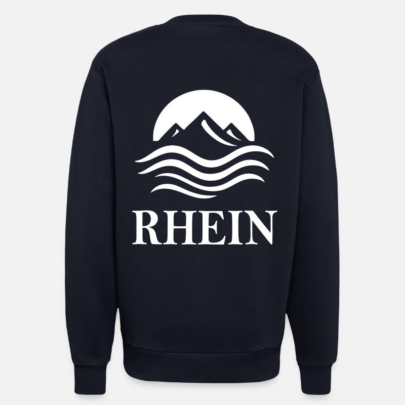 Rhin – Conception fluviale majestueuse - Sweat bio décontracté fabriqué en UE - DARK NAVY