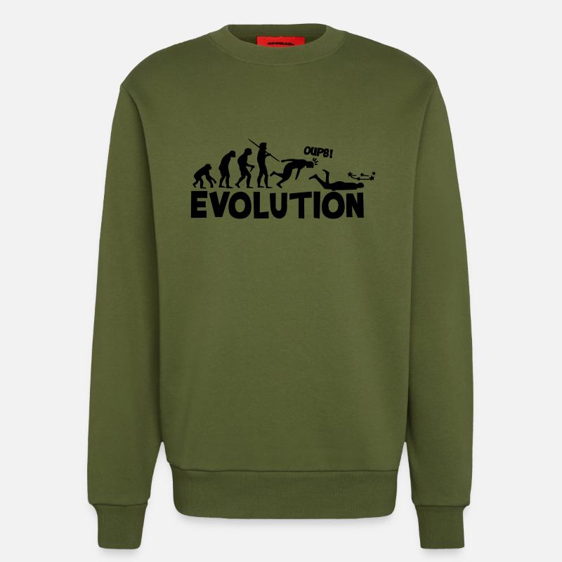 Evolution Humor - Sweatshirt - made by SPREAD  - MOSS GREEN