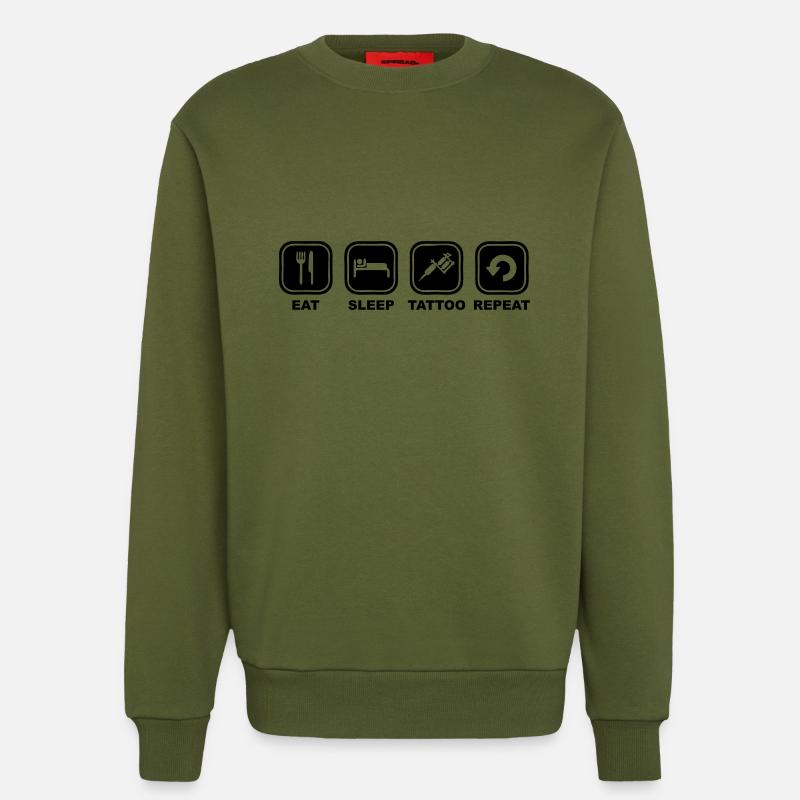 Eat,sleep,TATTOO, Repeat - Sweatshirt - made by SPREAD  - MOSS GREEN