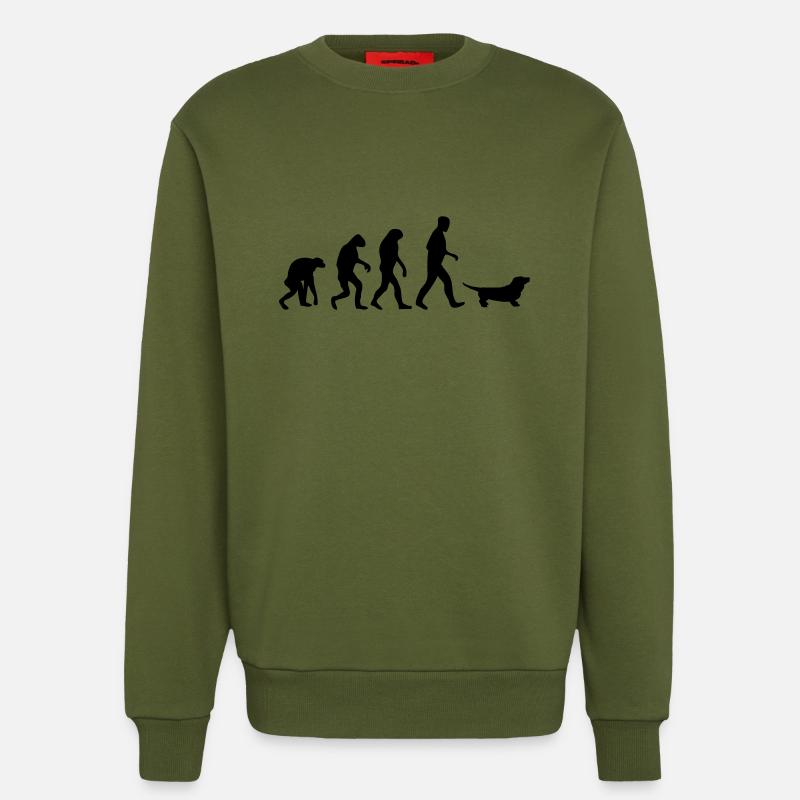 sausage dog evolution - Sweatshirt - made by SPREAD  - MOSS GREEN