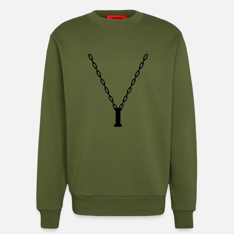 Initial chain letters I - Sweatshirt - made by SPREAD  - MOSS GREEN