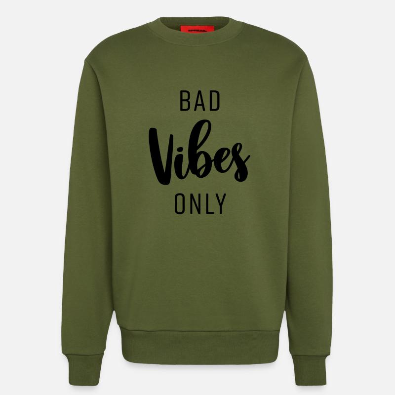 BAD VIBES ONLY - Sweatshirt - made by SPREAD  - MOSS GREEN