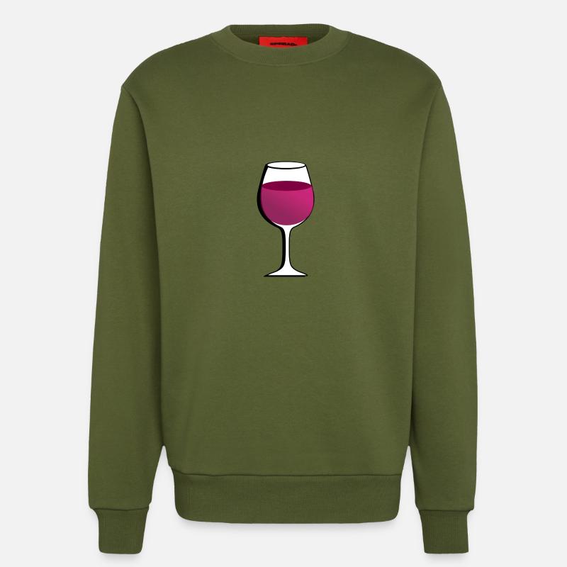 Glas mit rotem Wein - Sweatshirt - made by SPREAD  - MOSS GREEN