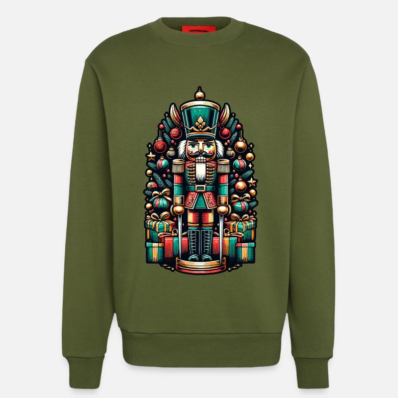 Weihnachtlicher Nussknacker Mit Geschenken - Sweatshirt - made by SPREAD - MOSS GREEN