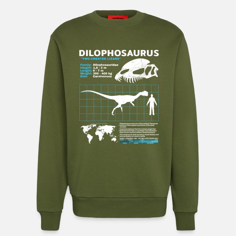 Dilophosaurus Datasheet - Sweatshirt - made by SPREAD  - MOSS GREEN