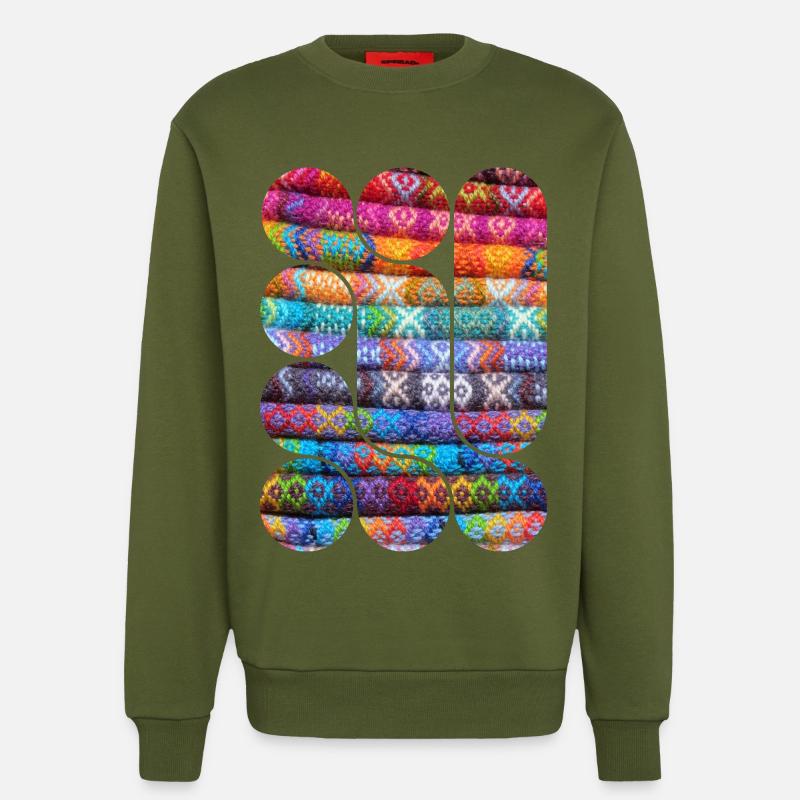 Helles gestricktes Patchwork - Sweatshirt - made by SPREAD  - MOSS GREEN