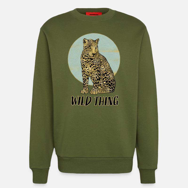 Wild Thing mit Leopard - Sweatshirt - made by SPREAD  - MOSS GREEN