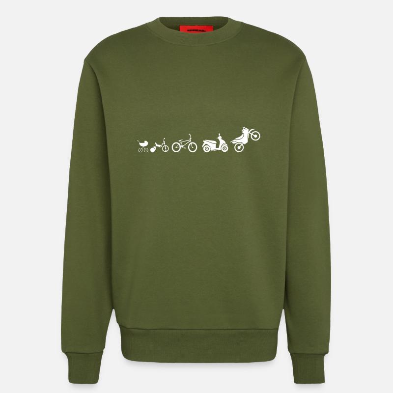 motorcycle evolution - Sweatshirt - made by SPREAD  - MOSS GREEN